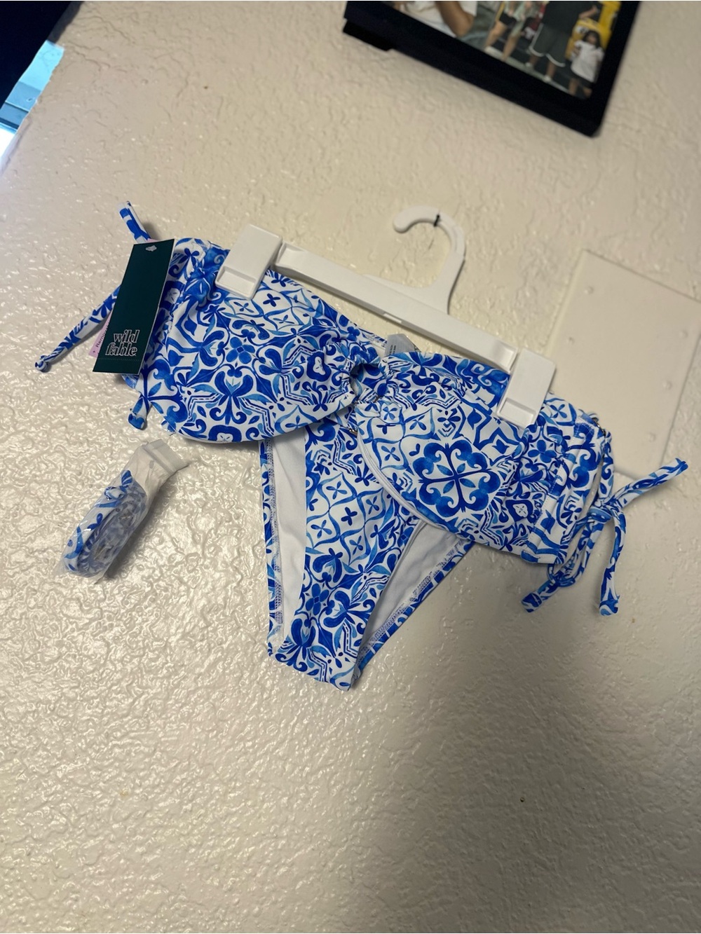wild fable Blue and White Tile Print Bikini